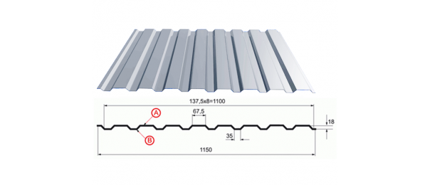 Профнастил оцинкованный С-20 1100x2500 купить недорого в Богатищево